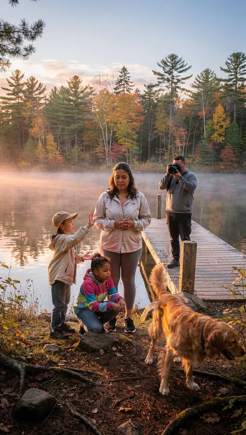Пешеходная тропа, окружённая высокими деревьями и яркой зеленью.