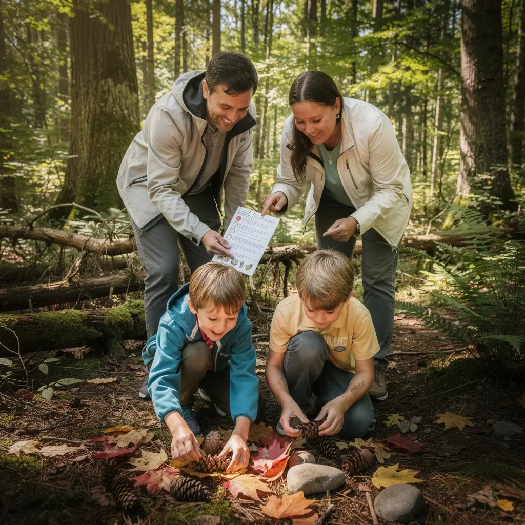 Уютная деревянная хижина в лесу с дымом из трубы.