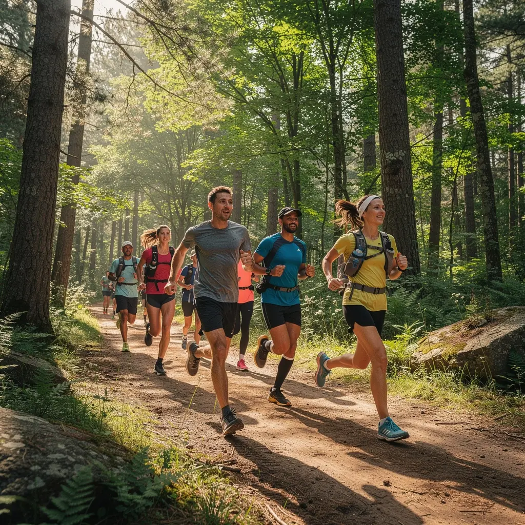 Уютная деревянная кабина на фоне зелёного леса.