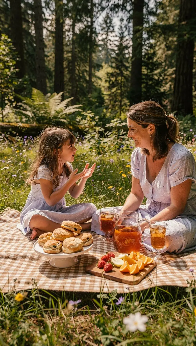 Пешеходная тропа, ведущая через густой лес, с солнечными лучами, пробивающимися сквозь листву.